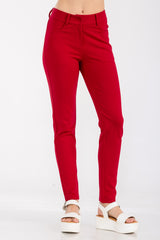 Solid High Waist Casual Pants Stretch and Pocket