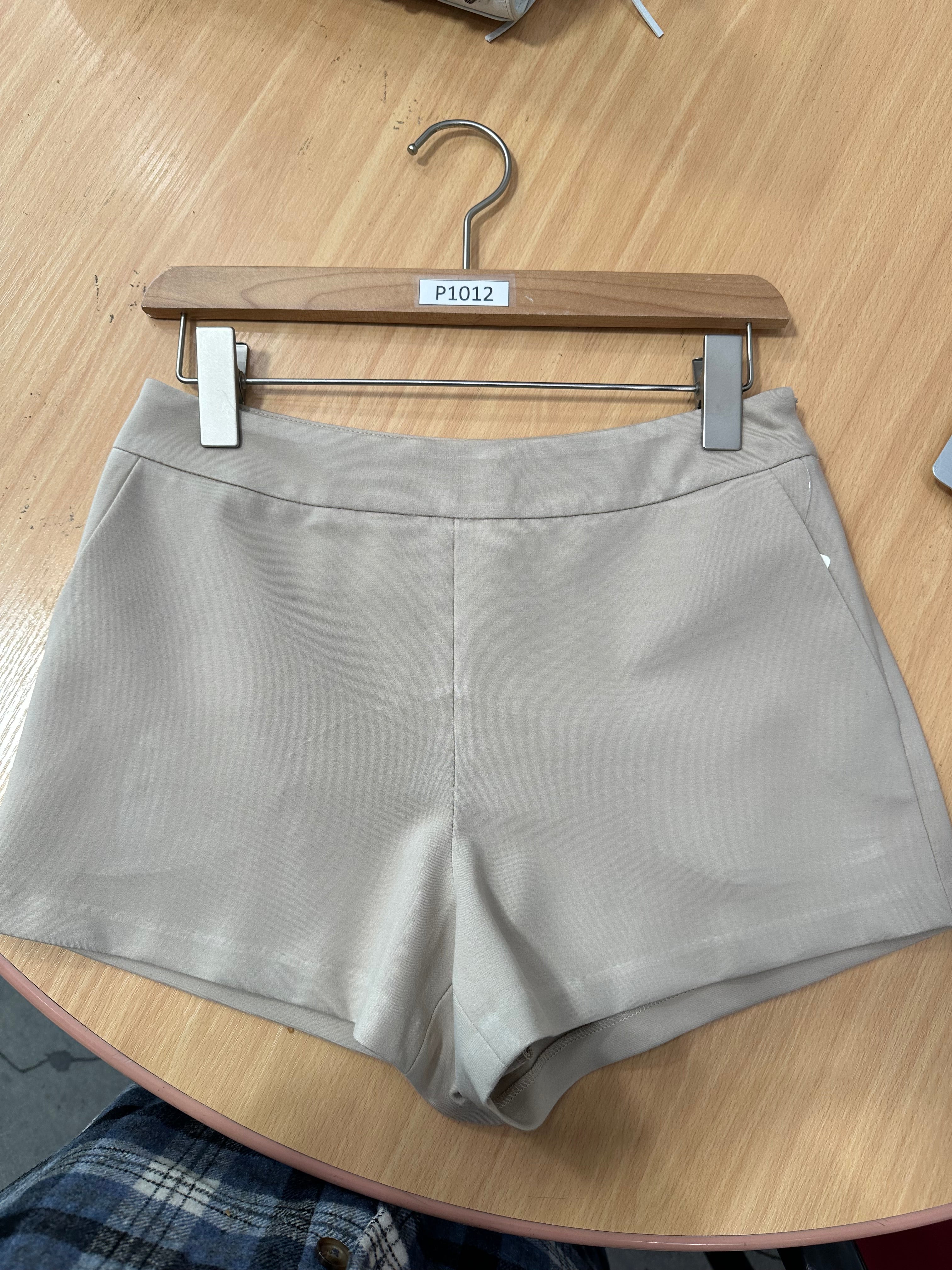 Stretch Solid  Shorts With Side Zipper