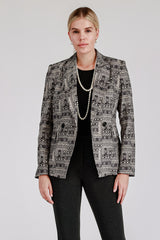 PRINTED CASUAL DOUBEL JACKET WITH BUTTON CLOSURE AND FLAP POCKET