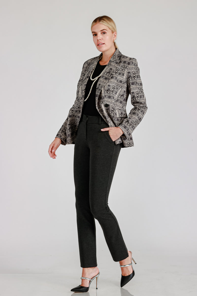 PRINTED CASUAL DOUBEL JACKET WITH BUTTON CLOSURE AND FLAP POCKET