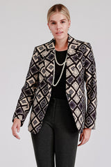 PRINTED CASUAL JACKET WITH BUTTON CLOSURE AND FLAP POCKET