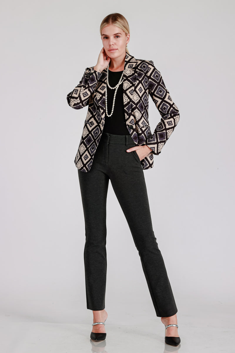 PRINTED CASUAL JACKET WITH BUTTON CLOSURE AND FLAP POCKET