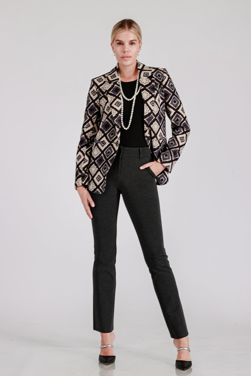 PRINTED CASUAL JACKET WITH BUTTON CLOSURE AND FLAP POCKET