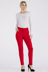 Solid Slant Pocket Skinny Pants