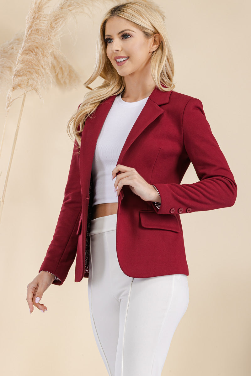 FITTED CASUAL JACKET - FULLY LINED WITH ONE BUTTON CLOSURE